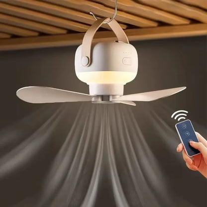 Ventilatore da soffitto portatile senza fili, mini ventilatore USB con telecomando, supporto, luce notturna, per casa, esterno, campeggio, regali di Capodanno